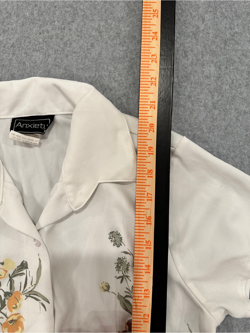 Anxiety White Button-Down Polo Shirt with Pink and Yellow Floral Print - Picture 8 of 8
